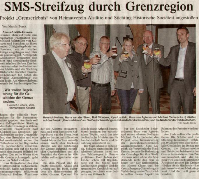 "Grenzerlebnis", artikel Westf�lische Nachrichten